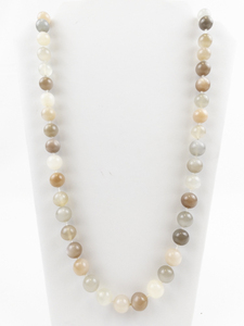 lot 236 image: Moonstone Bead Necklace, with 14k Yellow Gold Clasp. New Old Stock