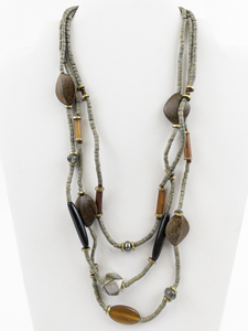 lot 239 image: Gold Tone Base Metal Multi-Strand Bead Necklace. New Old Stock