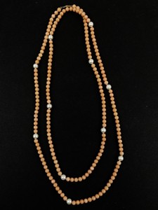 lot 264 image: Coral & Freshwater Pearl 14K Bead Necklace. 14K Gold Clasp