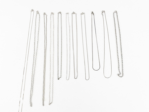 lot 272 image: Group of 9 Multi-Style Silver Tone Base Metal Chain Necklace.