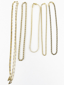 lot 273 image: Group of 5  Chunky Rope Gold Tone Base Metal Chain Necklace.
