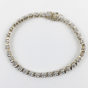 lot 146 image: Ross Simons  Two Tone Sterling Silver Tennis Bracelet.