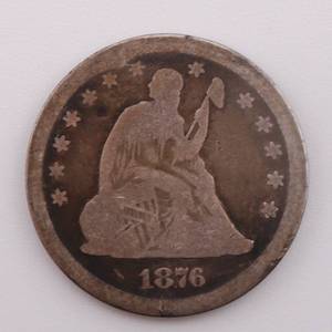 lot 19 image: 1876-CC Seated Liberty Quarter