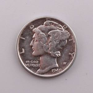lot 18 image: 1941 Over 2 Mercury Dime