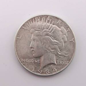 lot 17 image: 1934-S Peace Silver Dollar $1
