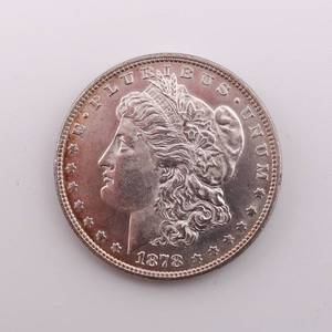 lot 11 image: 1878 Morgan Silver Dollar $1 - Rare 8 Tail Feather