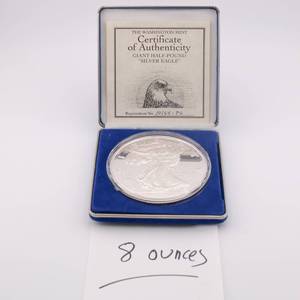 lot 28 image: Giant Half-Pound Silver Eagle .999 Pure Silver