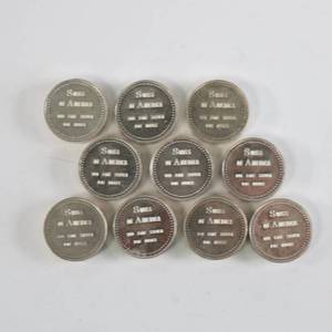 lot 50 image: Swiss of America .999 Fine Silver Rounds Lot of 10 - 1oz Each