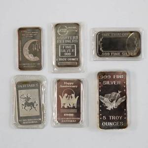 lot 49 image: Silver Bar Lot of 6 - 10oz Total