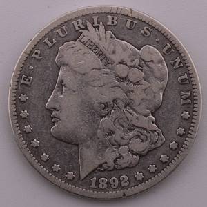 lot 16 image: 1892-CC Morgan Silver Dollar $1