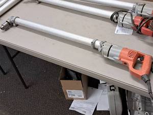 lot 596 image: Milwaukee 12-drive Drill with 90-degree Right Angle Drive Attachment  30 Long Tom Extension Shaft
