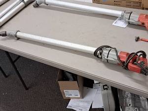 lot 597 image: Milwaukee 12 Right Angle End Handle Drill 1107-1 with 45-degree Right Angle Drive Attachment  30 Long Tom Extension Shaft