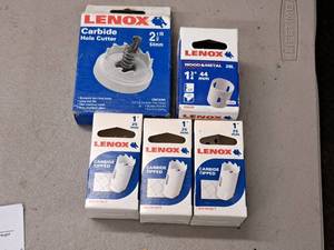 lot 715 image: Lot of (5) Lenox Assorted Boring and Cutter Bits  WoodMetal - 2-12 Cutter, 1-34 Boring, 1 Boring (x3)
