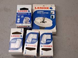 lot 717 image: Lot of (5) Lenox Assorted Boring and Cutter Bits  WoodMetal - 2-12 Cutter, 1-34 Boring, 1 Boring (x3)