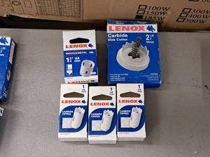 lot 718 image: Lot of (5) Lenox Assorted Boring and Cutter Bits  WoodMetal - 2-12 Cutter, 1-34 Boring, 1 Boring (x3)