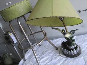 lot 37 image: Vintage Green vinyl backless stool ...