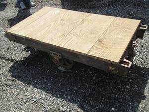 lot 50 image: Vintage platform cart with heavy Du...