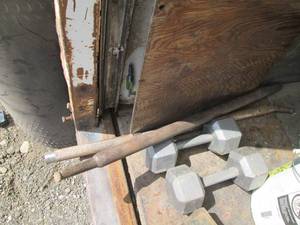lot 84 image: Weight lifting style bars and pair ...