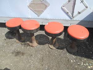 lot 96 image: Set of (4) padded Diner style seats...