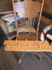 lot 98 image: Decorative wood high-back rolling o...