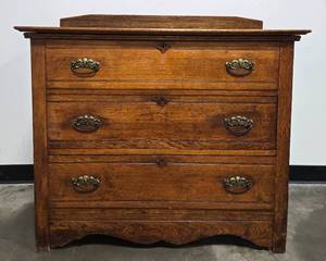 Vintage Wooden Dresser with Brass Handles