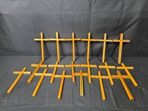 lot 25 image: Collection of 14 Handcrafted Wooden Crosses
