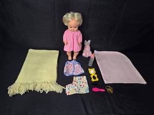 lot 28 image: Vintage Baby Doll with Accessories Set