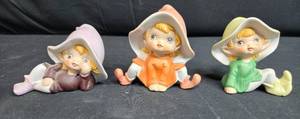 lot 38 image: Set of 3 Homco Pixie Elf Figurines