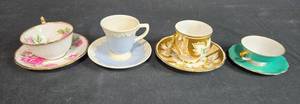 lot 49 image: Set of 4 Vintage Bone China Teacup and Saucer Sets from England and Germany