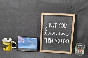 lot 60 image: Collection of Home Decor Items Framed Motivation Poster, Bear Mug, and Jack Daniels Glass