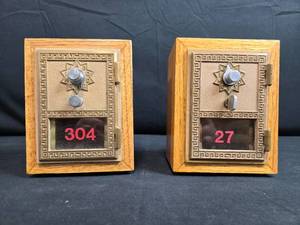 lot 70 image: Pair of 7 Vintage Bank Safe Deposit Box Doors with Combination Locks