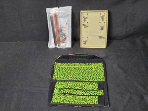 lot 76 image: Pottery Barn Seashore Wine Charms, Pen Set, and Flamingo Fabric Case