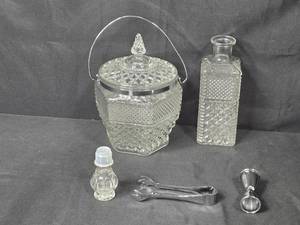 lot 80 image: Vintage Crystal Glass Bar Set with Ice Bucket and Accessories