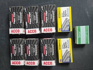 lot 87 image: Set of Office Supplies Paper Clips, Staples, and Mending Tape