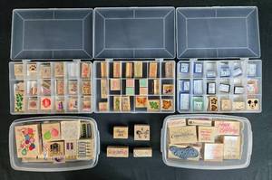 lot 88 image: Collection of Assorted Rubber Stamps in Organized Boxes