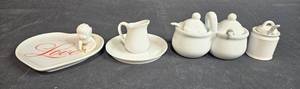 lot 90 image: Set of White Ceramic Tableware Miniatures with Heart-Shaped Plate