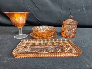 lot 96 image: Vintage Amber Depression Glass Collection