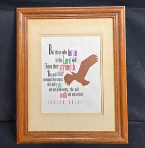 lot 115 image: Framed Isaiah 4031 Inspirational Wall Art with Eagle Theme