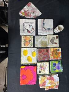 lot 120 image: Large Collection of Decorative Paper Napkins and a Mug
