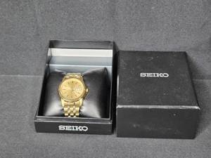 lot 121 image: Seiko Mens Gold-Tone DayDate Watch with Original Box