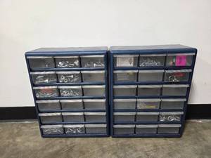 lot 125 image: Set of 2 Industrial Parts Organizers with Assorted Hardware