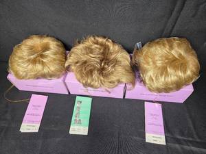 lot 140 image: Set of 3 Paula Young Wispy Blonde Wigs, Style Wisped Away, Size P w Boxes