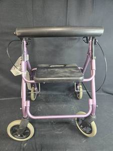 lot 175 image: Lightweight Foldable Walker with Brakes and Seat