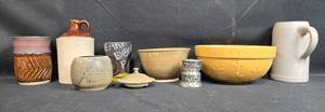 lot 196 image: Assorted Pottery Items including Bowls, Mugs, and Jug