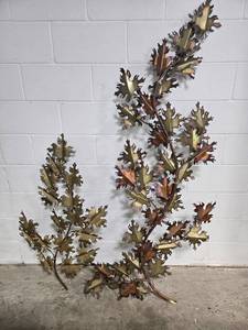 lot 208 image: Metal Wall Sculpture of Oak Leaves in Antique Finish