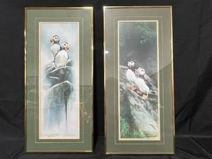 lot 217 image: Pair of Annette Hartzell Signed Puffin Art LE Prints