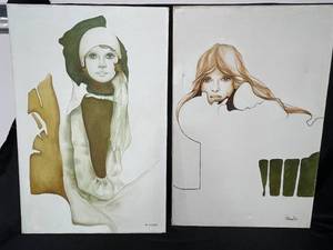 lot 220 image: Pair of Original 24 x 36 Oil on Canvas Paintings by Gay Cr and G. Bogard