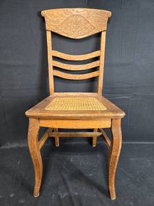 lot 223 image: Vintage Wooden Ladder-back Chair with Cane Seat
