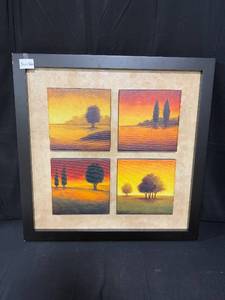 lot 226 image: 36x36 Framed Landscape Art with Four Panels