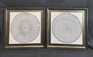 lot 231 image: Pair of Tree Ring Artwork Prints Framed by Sandrine Pelliser